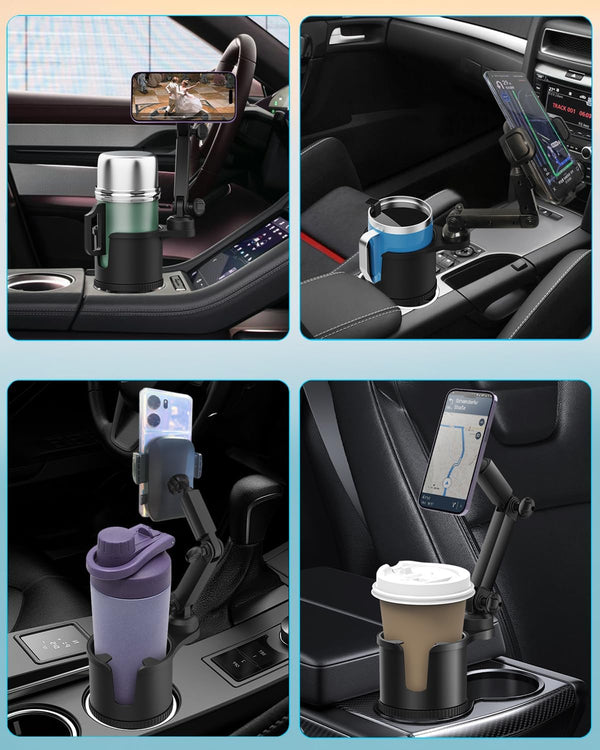 Cup Phone Holders for Your Car, [360°Adjustable] Car Cup Holder Phone Cradle for 2.5-4" Cup Holders-Compatible with iPhone 15/14 Pro, Phone Holder Mount for Truck/SUV| Anti-Slip & No Shake Design