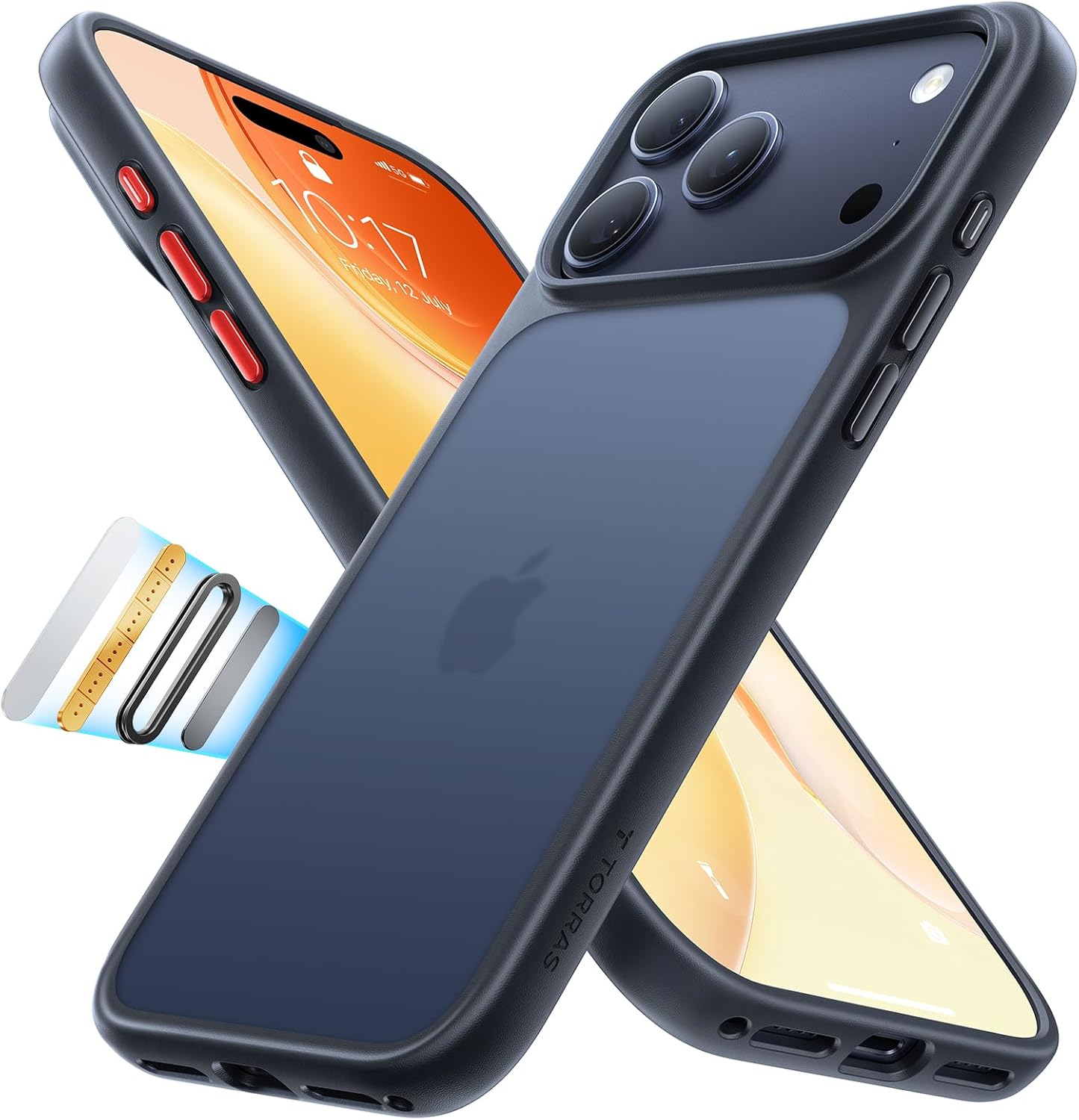 TORRAS for iPhone 17 Pro Case, Beyond Military-Grade Protection, Camera Control Button, DIY Buttons, Translucent Matte Slim Thin Shockproof Hard Back Anti-Scratch case for iPhone 17 Pro, Deep Blue