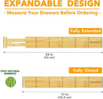 SpaceAid Bamboo Drawer Dividers with Inserts and Labels, Expandable Organization for Home, Office, Dressers, 4 Dividers