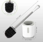 Compact Toilet Brush & Holder, Stainless Steel Handle, Space Saving for Storage