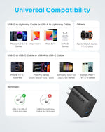 Anker iPhone Charger, 2-Pack 20W Fast USB C Charger Block, Type C Charger Fast Charging for iPhone 17/17 Pro Max/16 Series/iPad Pro and More (Black, 2 Pack & 2 Cable)