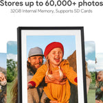 10.1'' digital picture frame with 32gb storage and 1280x800 ips touchscreen for sharing photos and videos