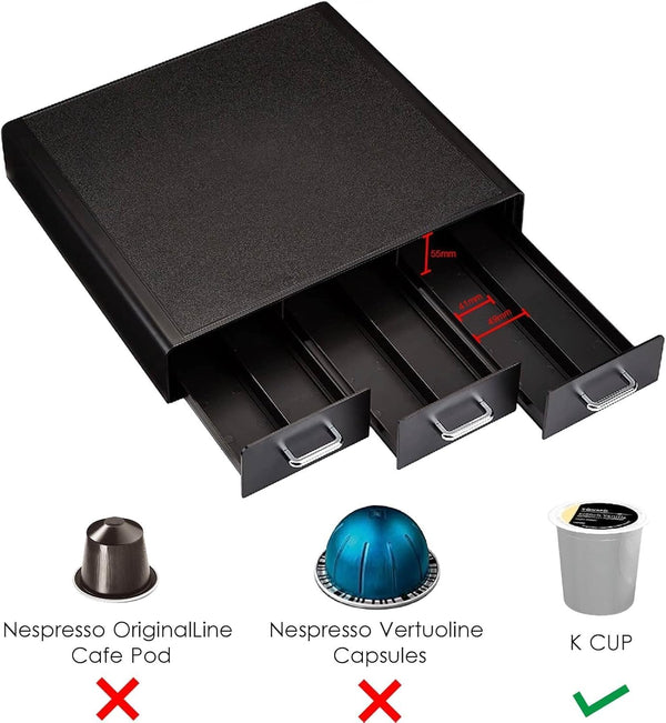 Amazon Basics K-Cup Compatible Coffee Pod Storage Drawer with 3 Easy-Open Drawers and 36 Pod Capacity