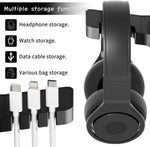 cozoo Headphone Stand with USB Charger Under Desk Headset Holder Mount 3 USB Charging Station,iWatch Stand Watch Dock Dual Earphone Hanger Hook,PC Accessories Gifts,UL Tested