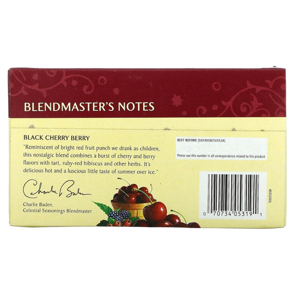Celestial Seasonings Black Cherry Berry Tea Bags, 20 Count, Pack of 2