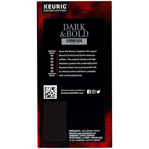 Community Coffee Dark & Bold Espresso Roast 24 Count Coffee Pods for Keurig 2.0 Brewers