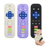 chuya baby teether toy tv remote control shape 3-24 months black food-grade silicone