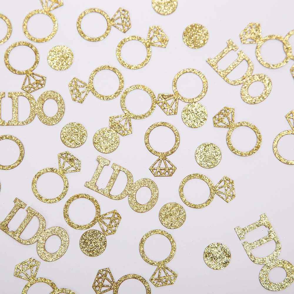 Gold Wedding Table Confetti,Glitter Paper Diamond Ring Confetti, I Do Engagement Party Table Scatter,Bachelorette Bridal Shower Party Decorations