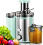 Qcen Juicer Machine, 500W Centrifugal Juicer Extractor with Wide Mouth 3” Feed Chute for Fruit Vegetable, Easy to Clean, Stainless Steel, BPA-free (Black)