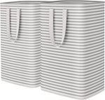 Lifewit 2 Pack Laundry Basket 80L Each, Collapsible Clothes Hamper with Reinforced Handles, Freestanding Waterproof Design for Bedroom and Laundry Room, Grey 160L Total