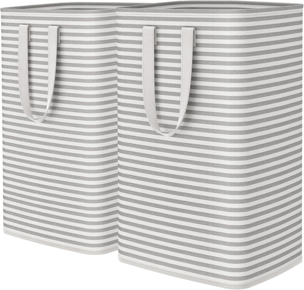 Lifewit 2 Pack Laundry Basket 80L Each, Collapsible Clothes Hamper with Reinforced Handles, Freestanding Waterproof Design for Bedroom and Laundry Room, Grey 160L Total