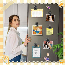 12pack Fridge Magnets Refrigerator Magnets Magnetic Clips Heavy Duty Detailed List Display Paper Fasteners on Home& Office& Teaching (Black, 12)