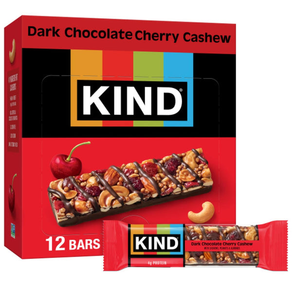 KIND Dark Chocolate Nuts & Sea Salt Bars, Gluten Free, Low Sugar, High Fiber, 12 Count