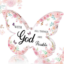 Office Desk Decor for Women Pink Desk Accessories Decoration Pink Butterfly Christmas Gifts for Women Birthday Inspirational Religious Gift for Office Room Decor