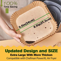 Air Fryer Liners Disposable for CHEFMAN Air Fryer 9 Qt, Power XL Air Fryer Liners, 6 qt 8QT Air Fyrer Liners, 9.5 inch Parchment Paper Liners for 10 Qt 12-Quart Air Fryer Oven