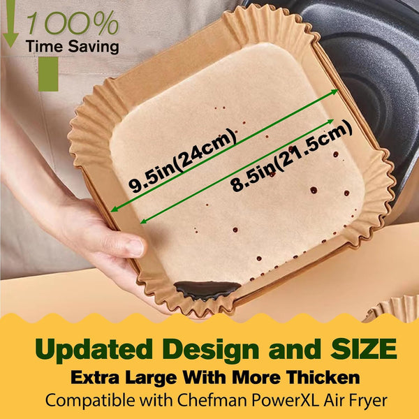 Air Fryer Liners Disposable for CHEFMAN Air Fryer 9 Qt, Power XL Air Fryer Liners, 6 qt 8QT Air Fyrer Liners, 9.5 inch Parchment Paper Liners for 10 Qt 12-Quart Air Fryer Oven