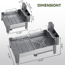 Stainless Steel Expandable Dish Drying Rack with Aluminum Frame