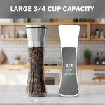 Home EC Premium Stainless Steel Sea Salt and Pepper Grinder Set - Adjustable Ceramic Mechanisms, Tall Glass Shakers, Kitchen Spice Mill with Funnel and eBook