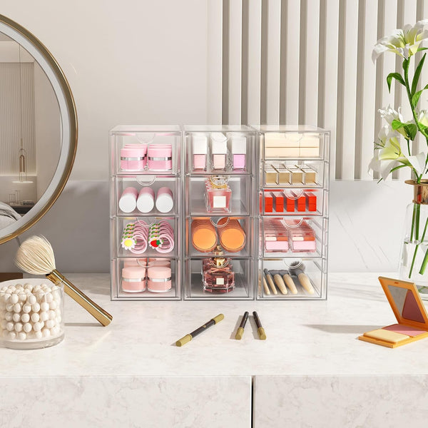 Acrylic Makeup Organizer with 13 Drawers for Storage and Organization