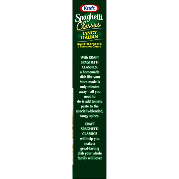 Kraft Spaghetti Classics Tangy Italian Meal Mix, Spaghetti, Spices, Parmesan Cheese, 8 oz Box