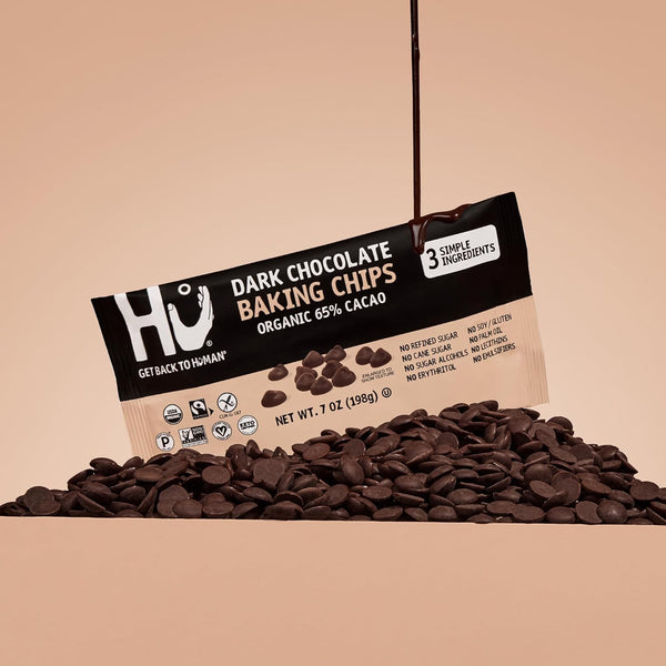 Hu Dark Chocolate Baking Chips, Organic 65% Cacao, 7oz - Unprocessed, Non-GMO, Vegan