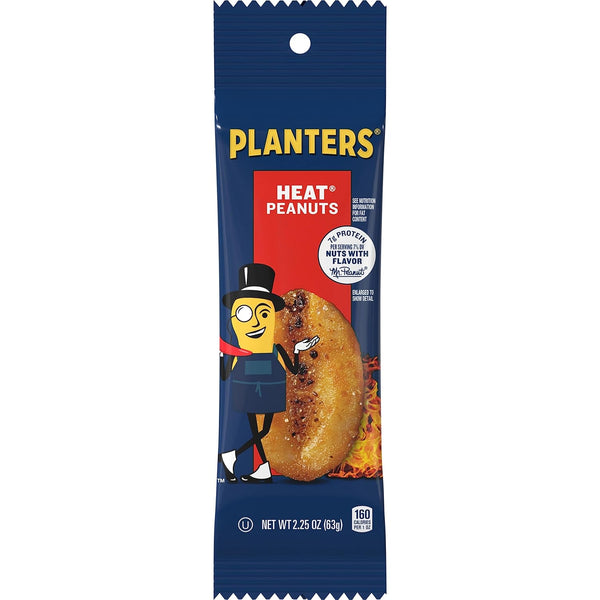 Planters Heat Peanuts, Spicy Snacks, 15-Pack, 2.25 oz Nuts