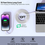 apple mfi certified 10ft iphone fast charger, 2-pack pd dual apple fast charger usbc charge block