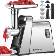 Meat Grinder Electric [Upgraded], AAOBOSI [3000W Max] Meat Grinder Heavy Duty with 2 Stainless Steel Blades & 3 Grinding Plates, Sausage Maker & Kibbe Kit for Home Kitchen Using