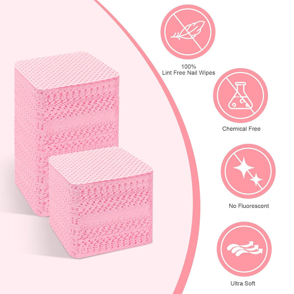 Lint Free Nail Wipes 540PCS Super Absorbent Soft Nail Polish Remover Wipes for Fingernail Eyelash Extension