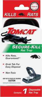 Tomcat Rat Snap Trap, 1 Rat Size Trap - Reusable - Effectively Kill Rats - Ideal for Home and Farm Use