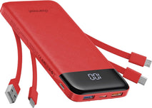 charmast Portable Charger with Reinforced Built-in 4 Cables,10000mAh Power Bank Travel Essentials 6 Outputs 3 Inputs 3A Fast Charging Compatible with iPhone iPad Samsung Google Pixel LG Moto etc.