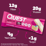 Quest Nutrition Birthday Cake Protein Bars, 20g Protein, 4g net Carbs, Gluten Free, Keto Friendly, 4 Count