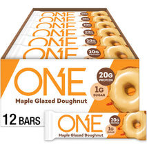one protein bars maple glazed doughnut gluten free with 20g protein and 1g sugar 12 count