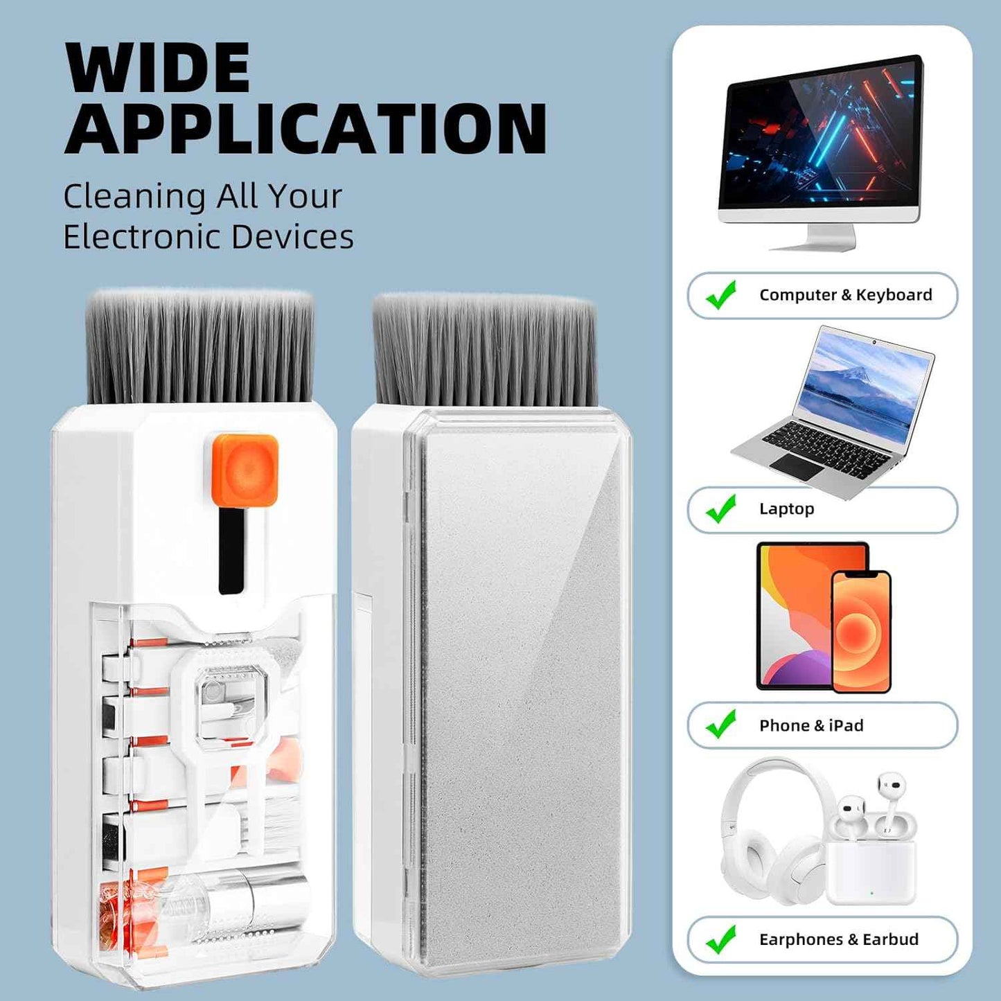 Keyboard Cleaning Kit Laptop Cleaner, 10-in-1 Computer Screen Cleaning Brush Tool, Multi-Function PC Electronic Cleaner Kit Spray for iPad iPhone Pro, Earbuds, Camera Monitor, All-in-one with Patent