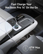 Anker USB-C Car Charger, iPhone 17 Car Charger, 67W 3-Port Compact Fast Charger, 535 Car Adapter with PIQ 3.0 for iPhone 17/16/15/14 Series, Galaxy S25/24/23, MacBook, iPad, and More (Cable Included)
