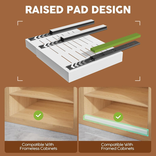Expandable pull out cabinet organizer for framed cabinets with adjustable width