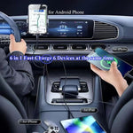 Super Fast Charge USB C Car Phone Charger Adapter 6 in 1 with Voltage Display 250W Multi Port Cigarette Lighter USB Charge for iPhone 16 15 14 13 12 11 Samsung Galaxy Huawei Oneplus Oppo Vivo