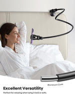 Lamicall Gooseneck Phone Holder for Bed - [Upgraded Stable Clip] for Desk, Headboard, Bed, Bedside, Table, Flexible Gooseneck Long Arm Stand, Overhead Cell Phone Clamp Mount, Gift for All 4-7” Device