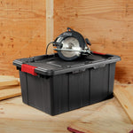 Sterilite 6-Pack Industrial Tote Storage Bins with Lids, 15 Gallon, Black