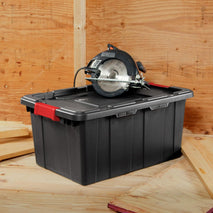 Sterilite 6-Pack Industrial Tote Storage Bins with Lids, 15 Gallon, Black