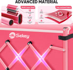 Sekey Wagon Cart with Wheels with 220LBS Capacity,Heavy Duty Wagon Carts Foldable,Lightweight Utility Portable Cart for Grocery, Shopping, Garden, Camping. Pink
