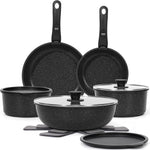 15-Piece Non-Stick Cookware Set with Detachable Handles and Oven Safety