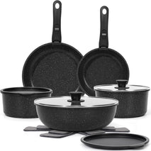 15-Piece Non-Stick Cookware Set with Detachable Handles and Oven Safety