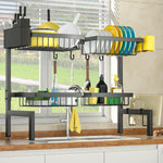 Adjustable 2-Tier Over The Sink Dish Drying Rack for Kitchen