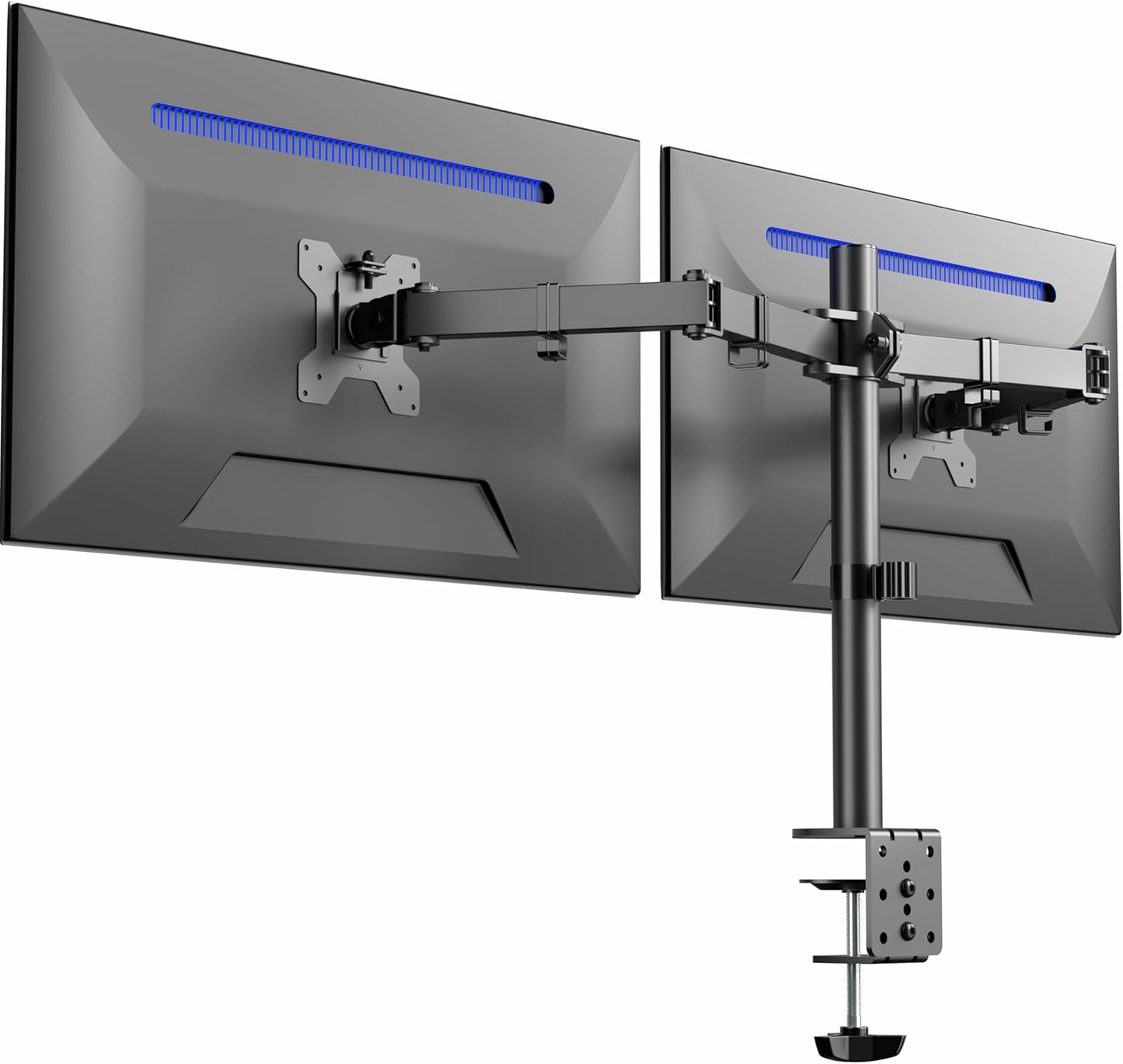 VIVO Dual Monitor Desk Mount, Holds 2 Computer Screens up to 30 inches and 22lbs Each, Heavy Duty Fully Adjustable Steel Stand with C-Clamp and Grommet, Black, STAND-V002