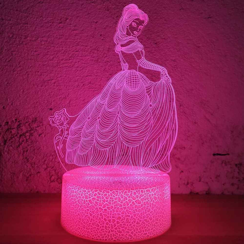 i-CHONY Princess Gift Night Light for Girls, 3D Illusion Lamp with Remote & Smart Touch, 16 Colors Dimmable Bedroom Decorations, Kids Teens Birthday Gift | Princess, 3D Illusion Lamp, for Girls, 16 Colors Dimmable, Smart Touch, with Remote, Kids Teens Bir