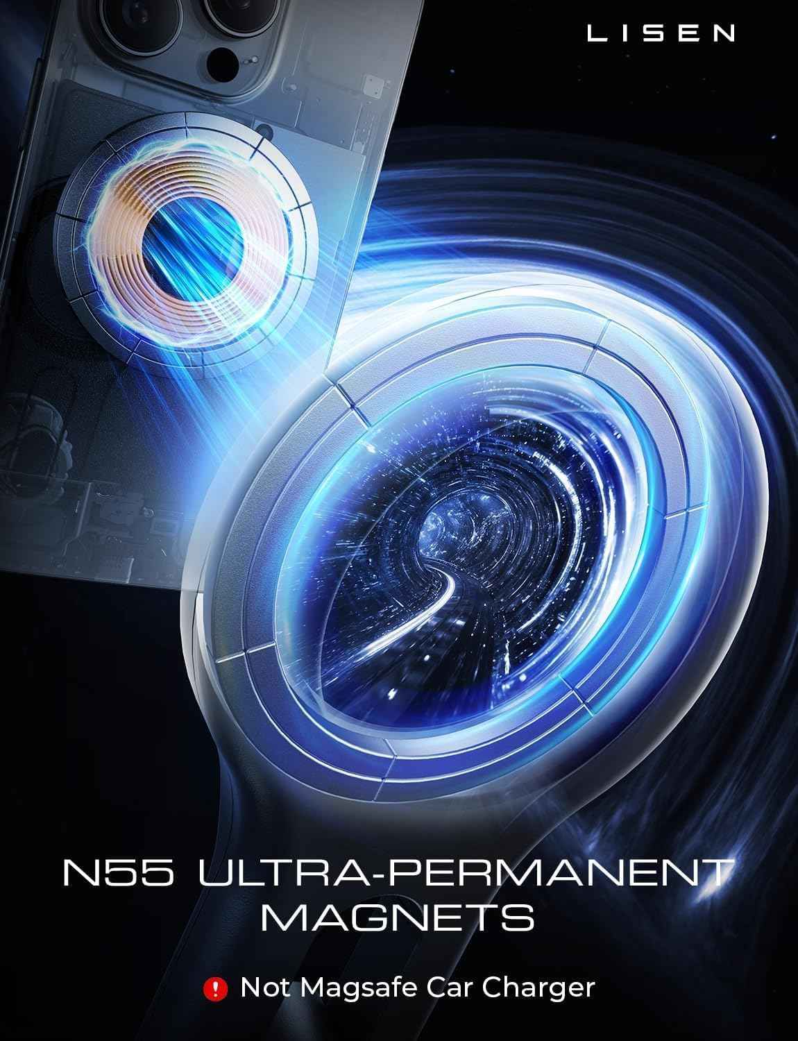 LISEN for MagSafe Car Mount, 2026 Magnetic Phone Holders for Car Air Vent Phone Mount [Ultra-Magnetic] Hands Free Cell Phone Holder Strong Clip Car Accessories for Men Women fit iPhone 17 16 15 14 Pro