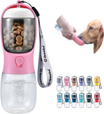 Dog Water Bottle with Food Container, Travel Puppy Water Bowl, Portable Pet Dispenser, Dog Gift Stuff Accessories Items, Puppy Essentials Necessities for Yorkie Cat Walking and Hiking