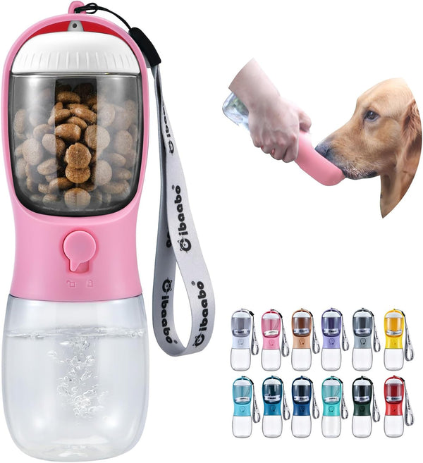 Dog Water Bottle with Food Container, Travel Puppy Water Bowl, Portable Pet Dispenser, Dog Gift Stuff Accessories Items, Puppy Essentials Necessities for Yorkie Cat Walking and Hiking