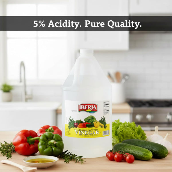 Iberia 1 Gallon All Natural Distilled White Vinegar, 5% Acidity for Cooking and Cleaning